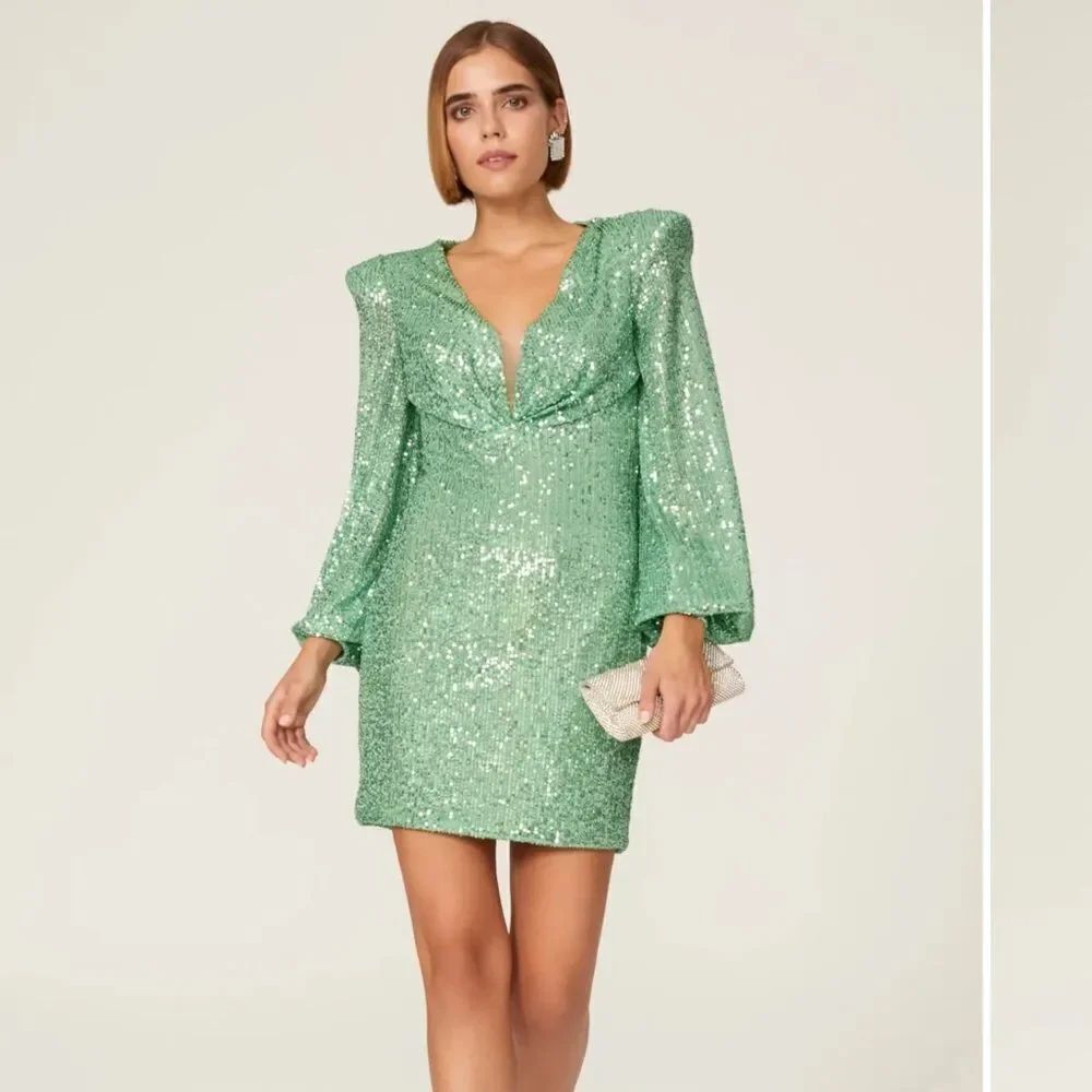 Ieena Mac Duggal Sequin Blouson Sleeve Dress